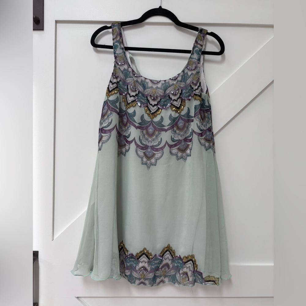 Charming Charlie Mint and Multicolor Mini Dress